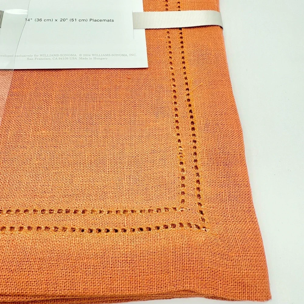 Williams Sonoma Hemstitched Linen Placemats Terracotta Set of 2 (2004) Hungary